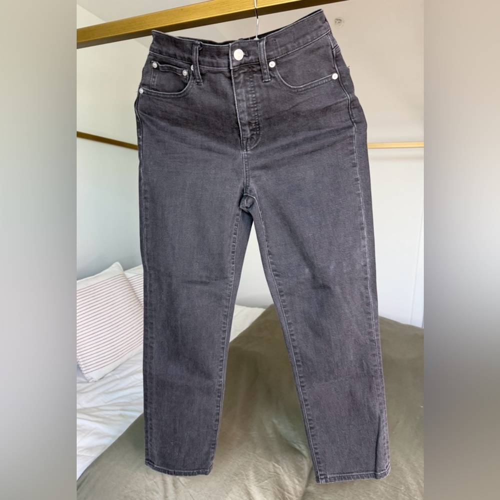 Madewell Classic Straight Jean Womens 26 Washed Black Gray High Waist Mid Rise